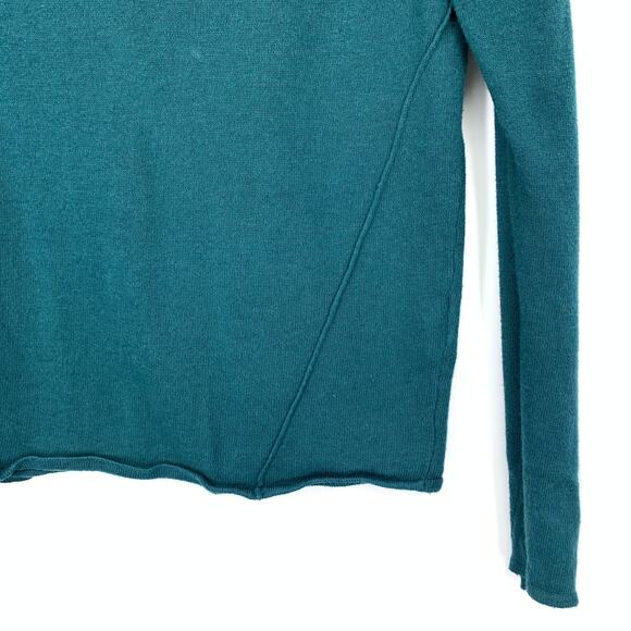 Etam V-Neck Pullover Button Back Sweater Womens Sz Medium Long Sleeve Teal Blue - Picture 4 of 6